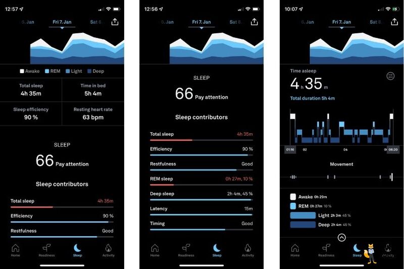 The data about your sleep displayed in the Oura App